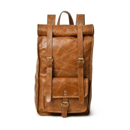 Men's Leather Rolltop Backpack – Versatile Laptop & Everyday Rucksack