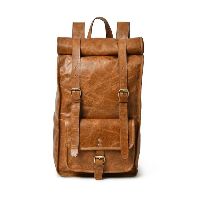 Men's Leather Rolltop Backpack – Versatile Laptop & Everyday Rucksack