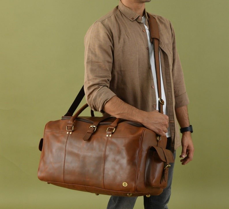 Personalized Embossed Leather Bag-Best Travel Gift for Men Personalized Embossed Leather Bag-Best Travel Gift for Men