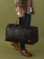 Personalized Full Grain Leather Duffle Bag-The Ultimate Weekender for Him