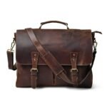 Personalized Leather Messenger Bag–Monogrammed Travel & Laptop Satchel for Men