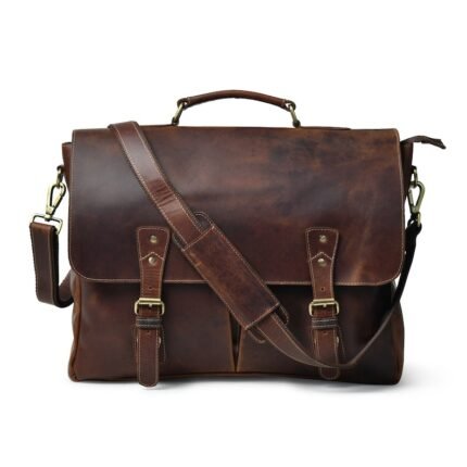 Personalized Leather Messenger Bag–Monogrammed Travel & Laptop Satchel for Men