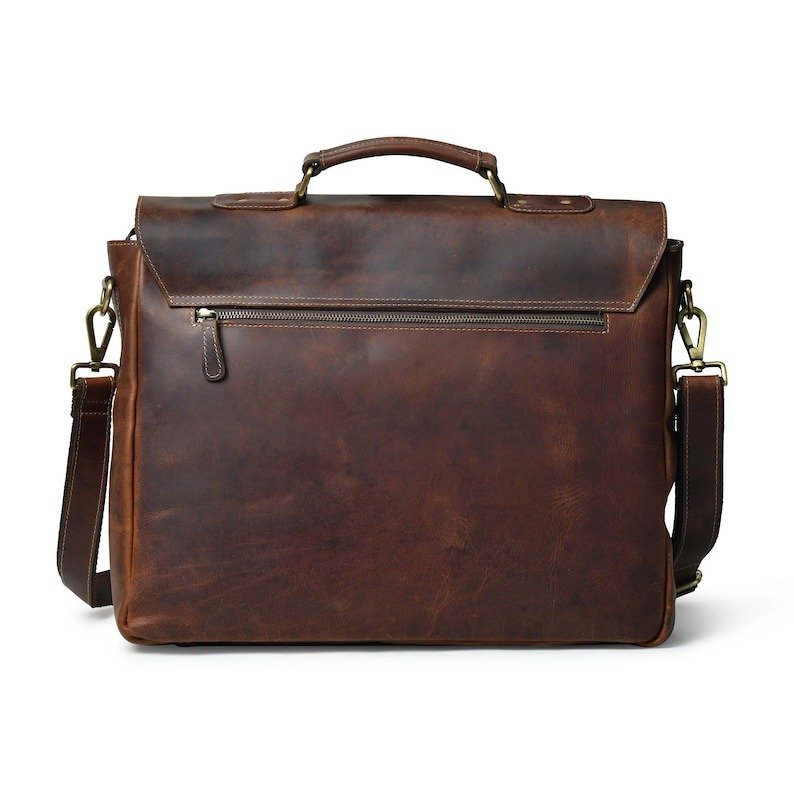 Personalized Leather Messenger Bag – Monogrammed Travel & Laptop Satchel for Men2 Personalized Leather Messenger Bag–Monogrammed Travel & Laptop Satchel for Men - Image 2