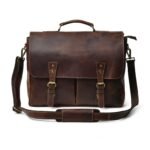 Personalized Leather Messenger Bag–Monogrammed Travel & Laptop Satchel for Men