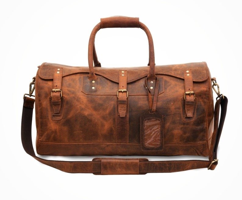 Personalized Leather Weekend Travel Bag Full Grain Leather Duffle Bag for Men Leather Overnight Bag Carry-On Luggage Christmas Gifts for Him1 Personalized Leather Weekend Travel Bag | Full Grain Leather Duffle Bag for Men - Image 9