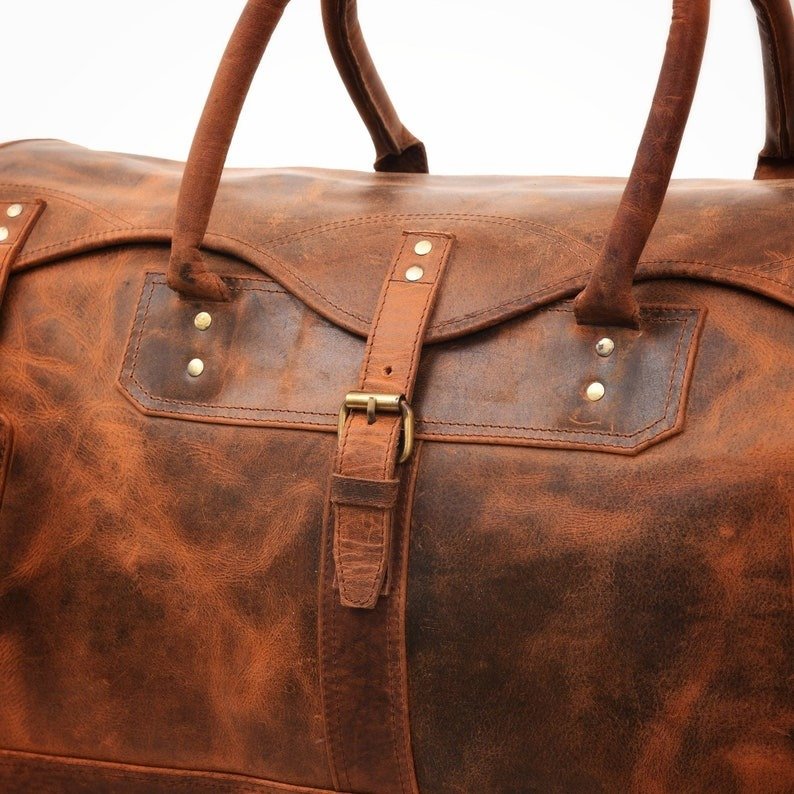 Personalized Leather Weekend Travel Bag Full Grain Leather Duffle Bag for Men Leather Overnight Bag Carry-On Luggage Christmas Gifts for Him6 Personalized Leather Weekend Travel Bag | Full Grain Leather Duffle Bag for Men | Leather Overnight Bag | Carry-On Luggage | Christmas Gifts for Him