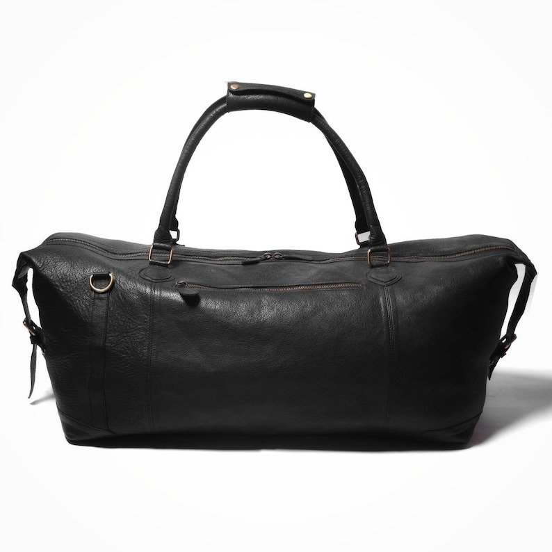 Personalized Men’s Travel Duffel Bag–Full Grain Black Leather Weekend Luggage5 Personalized Men’s Travel Duffel Bag–Full Grain Black Leather Weekend Luggage