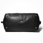 Personalized Men’s Travel Duffel Bag–Full Grain Black Leather Weekend Luggage