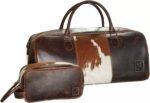 Premium Leather Buffalo Travel & Gym Duffle Bag for Men with Dopp Kit