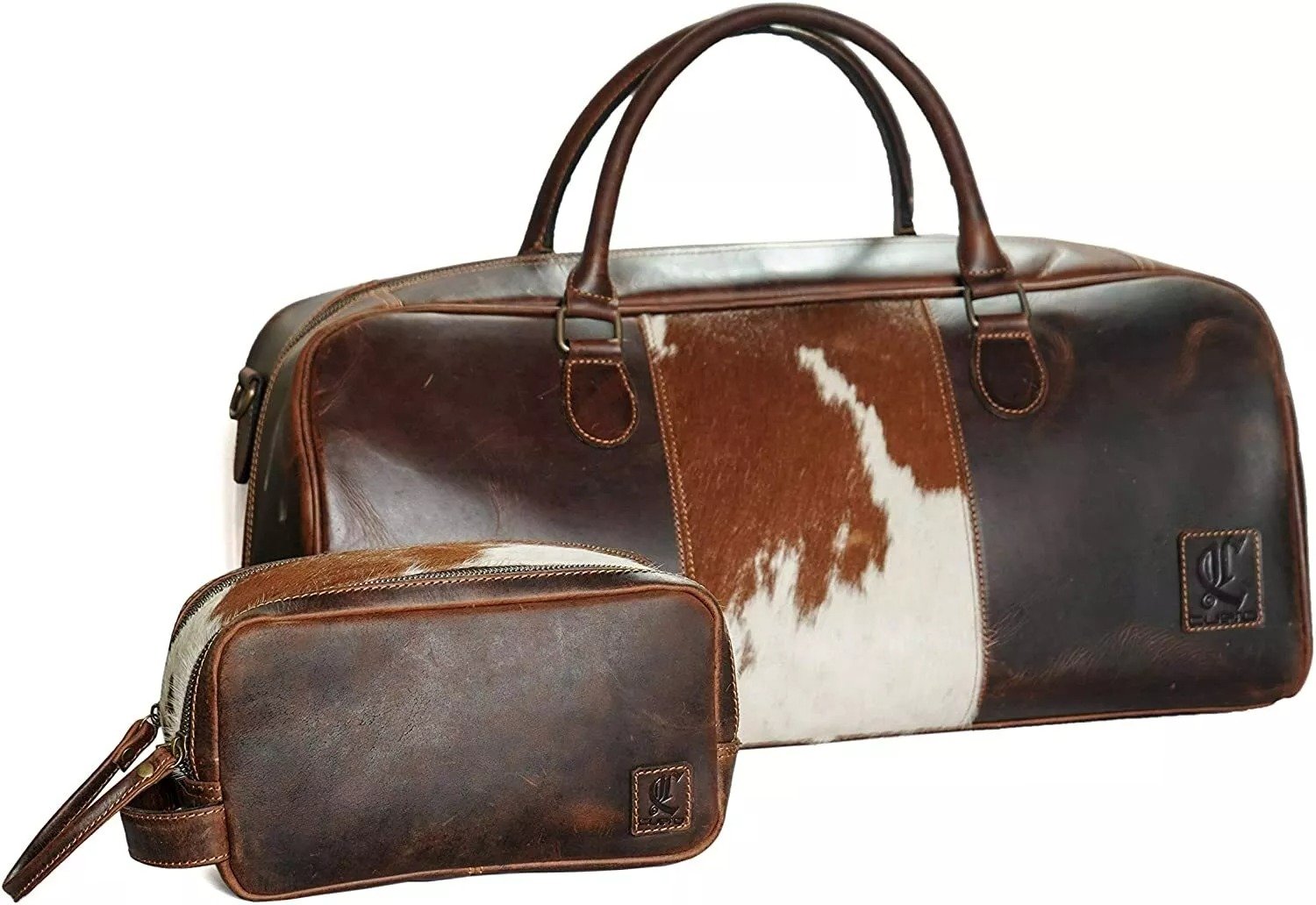 Premium Leather Buffalo Travel & Gym Duffle Bag for Men with Dopp Kit Premium Leather Buffalo Travel & Gym Duffle Bag for Men with Dopp Kit