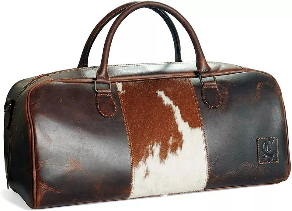 Premium Leather Buffalo Travel & Gym Duffle Bag for Men with Dopp Kit1 Premium Leather Buffalo Travel & Gym Duffle Bag for Men with Dopp Kit