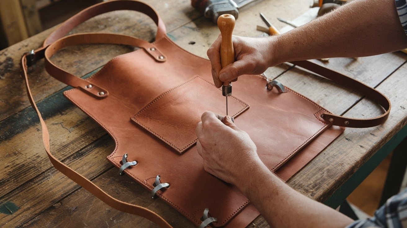 DIY Leather Apron - Sew Without Using Pattern Pieces 1 "DIY Leather Apron: Sew Without Using Pattern Pieces