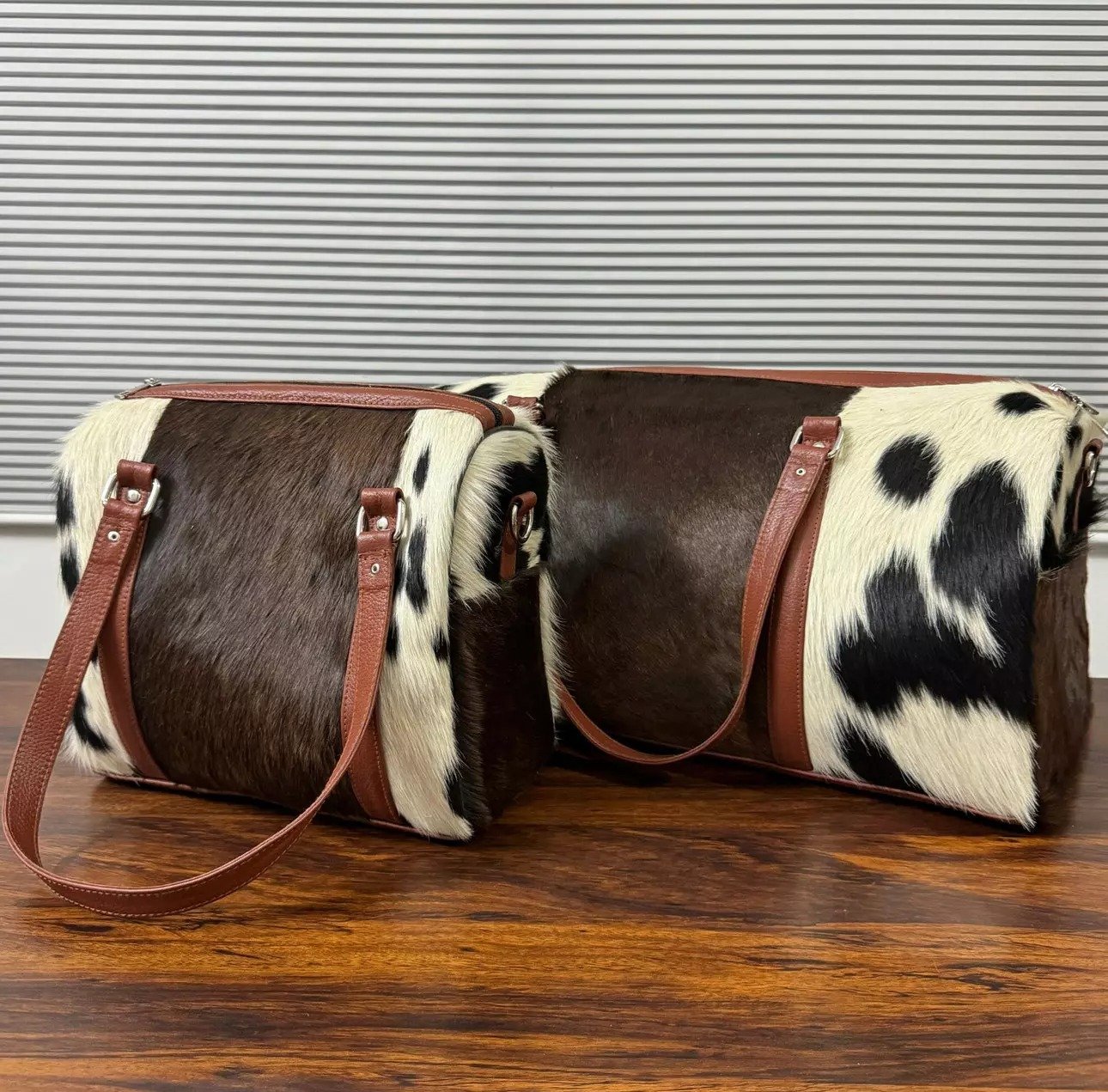Set of 2 Natural Cowhide Bag Travel Bags-Leather Duffel & Gym Bag Set of 2 Natural Cowhide Bag Travel Bags-Leather Duffel & Gym Bag