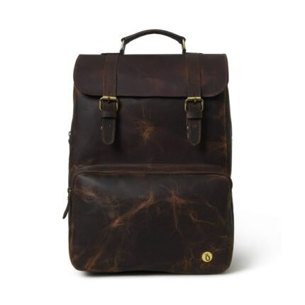 Vintage Brown Leather Laptop Backpack-Customizable Gift for Sons & Men
