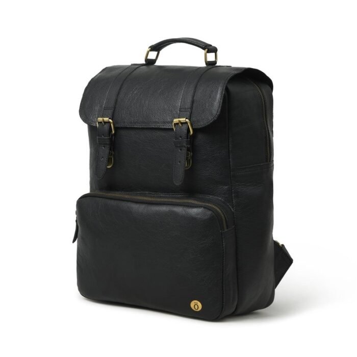 Vintage Leather Backpack-Classic Black Rucksack