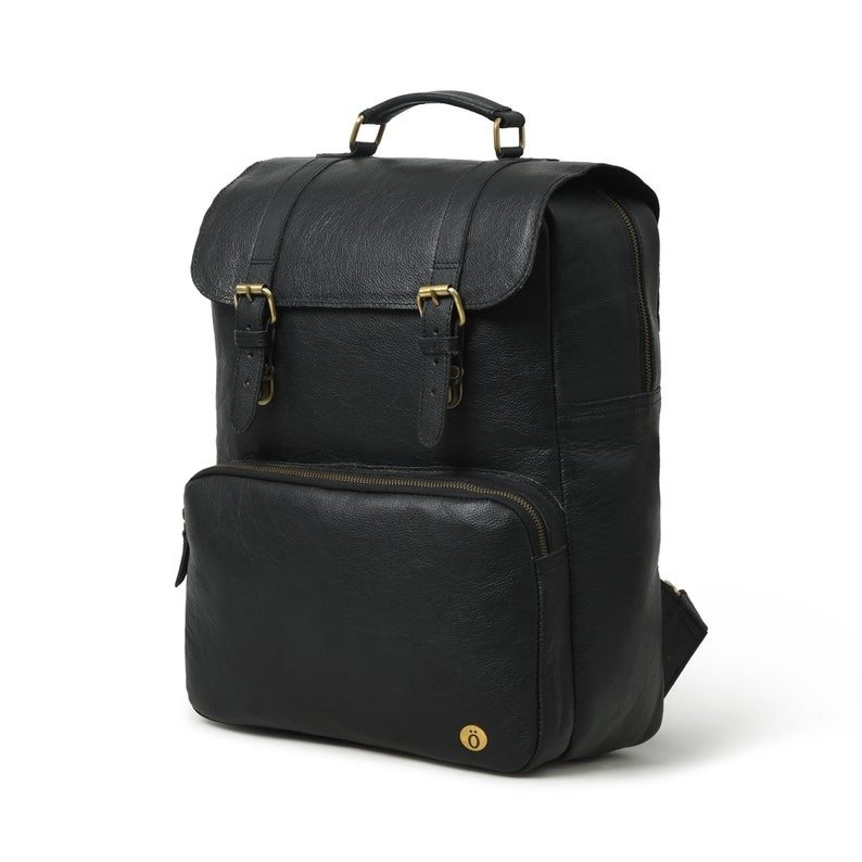 Vintage Leather Backpack-Classic Black Rucksack1 Vintage Leather Backpack-Classic Black Rucksack