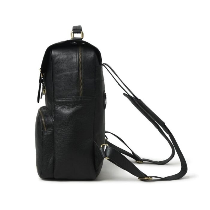 Vintage Leather Backpack-Classic Black Rucksack