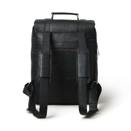 Vintage Leather Backpack-Classic Black Rucksack