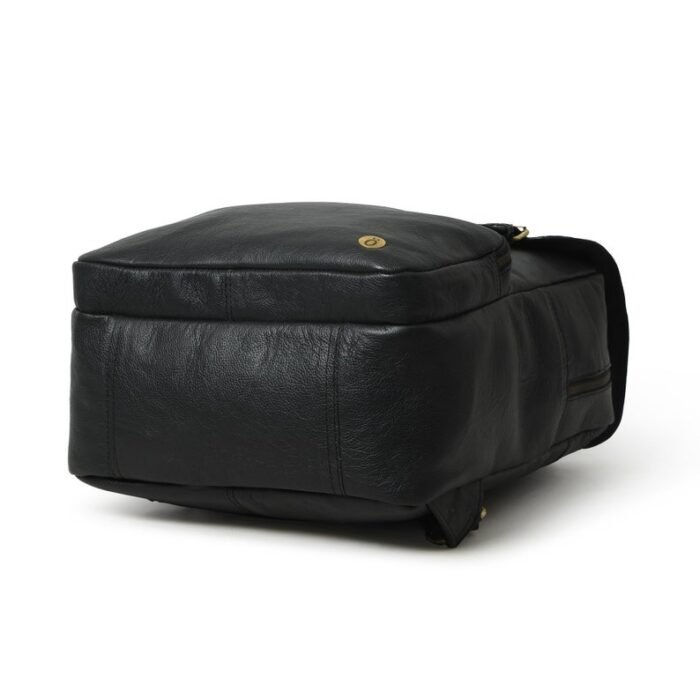 Vintage Leather Backpack-Classic Black Rucksack