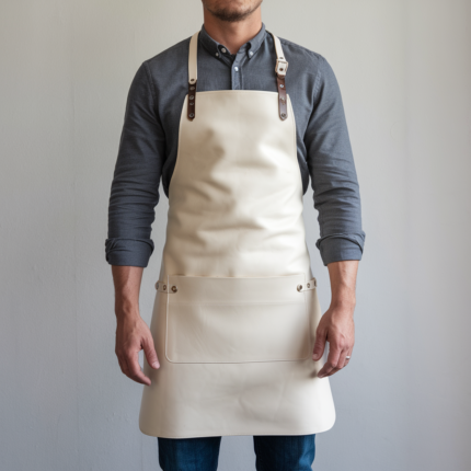 Prime Guard White Crazy Horse Leather Apron