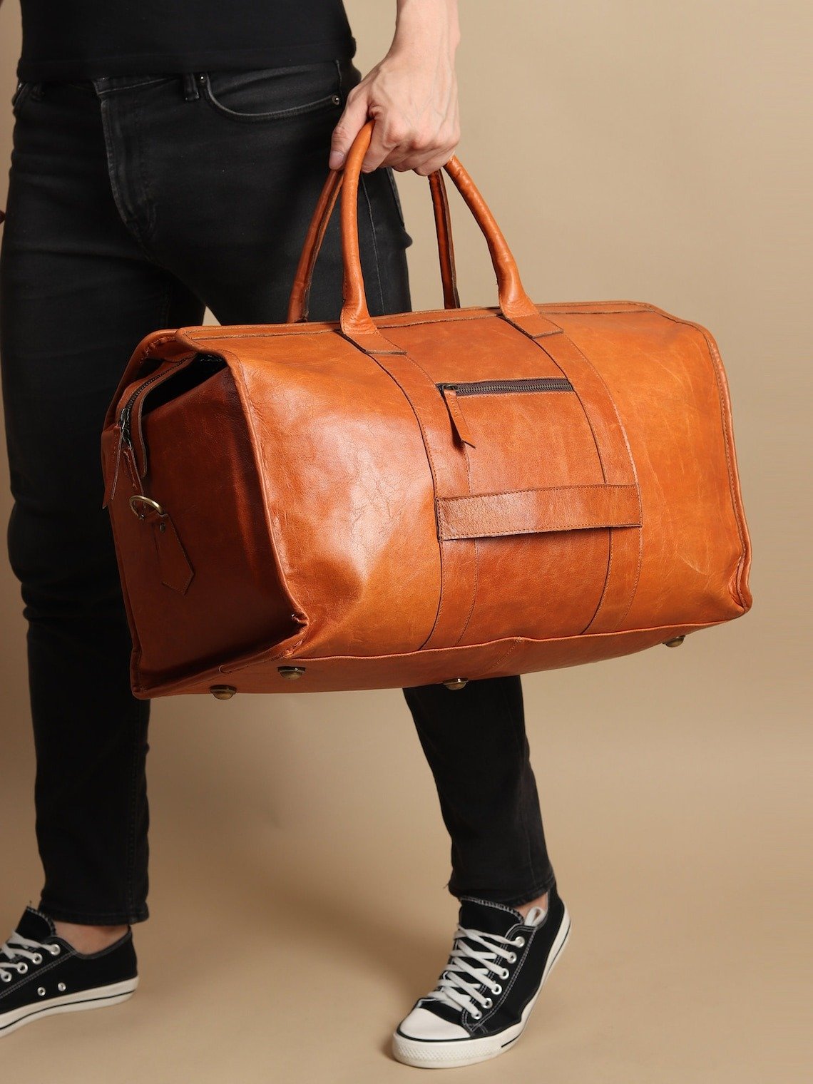 il_1140xN.6248429216_5m0o Personalized Full-Grain Leather Duffle Bag | Weekender & Travel Bag - Image 2
