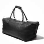 Black Leather Duffle Bag for Men - Personalized Overnight Holdall - Image 2