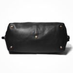 Black Leather Duffle Bag for Men -Personalized Overnight Holdall