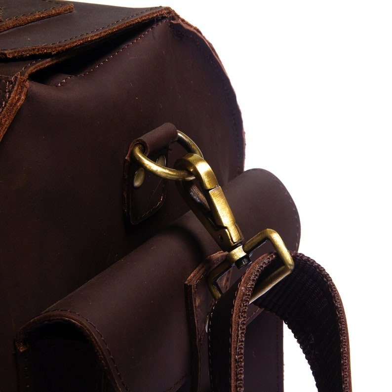 il_794xN.2363939958_6ukl Full Grain Leather Bag with Personalized Initials - Brown Duffle Bag for Men - Image 5