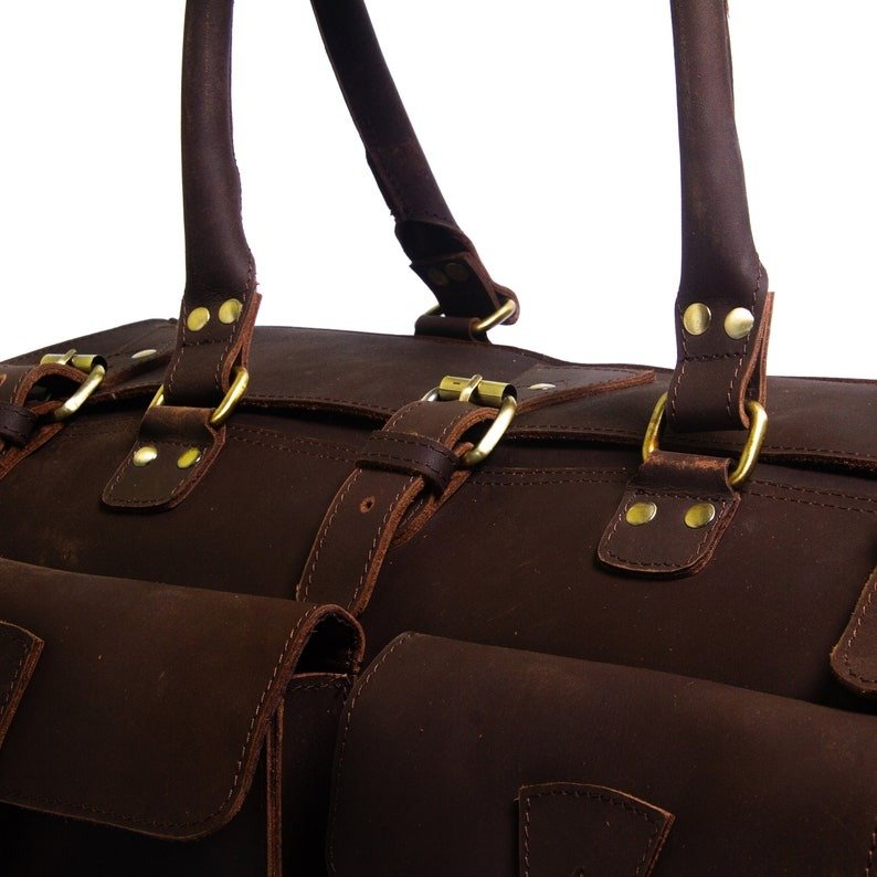 il_794xN.2411545201_cdj7 Full Grain Leather Bag with Personalized Initials - Brown Duffle Bag for Men