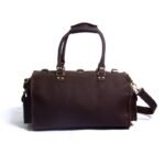 Full Grain Leather Bag with Personalized Initials - Brown Duffle Bag for Men - Image 4