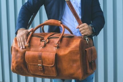 Handmade Men's Leather Weekend Duffle Bag