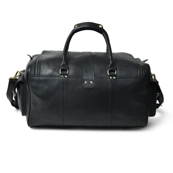 Men's Leather Duffle Bag - Genuine Full-Grain Leather Weekender Bag - Image 5