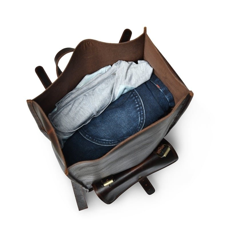 il_794xN.2891611268_tewa Handcrafted Laptop Backpack - Personalized Leather Roll top Crossbody Travel Bag - Image 6