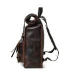 Handcrafted Laptop Backpack - Personalized Leather Roll top Crossbody Travel Bag - Image 3