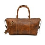 Handmade Leather Travel Duffle Bag - Unique Weekender Bag for Men - Image 3