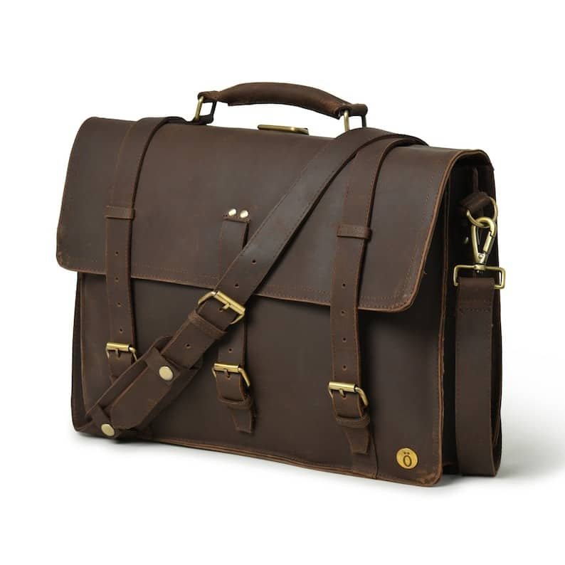 il_794xN.3365477367_jgvi Personalized Leather Messenger Bag for 15" Laptop - Premium Leather Satchel Briefcase - Image 2