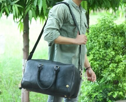 Men's Leather Duffle Bag – Luxury Weekender Travel Bag for Him