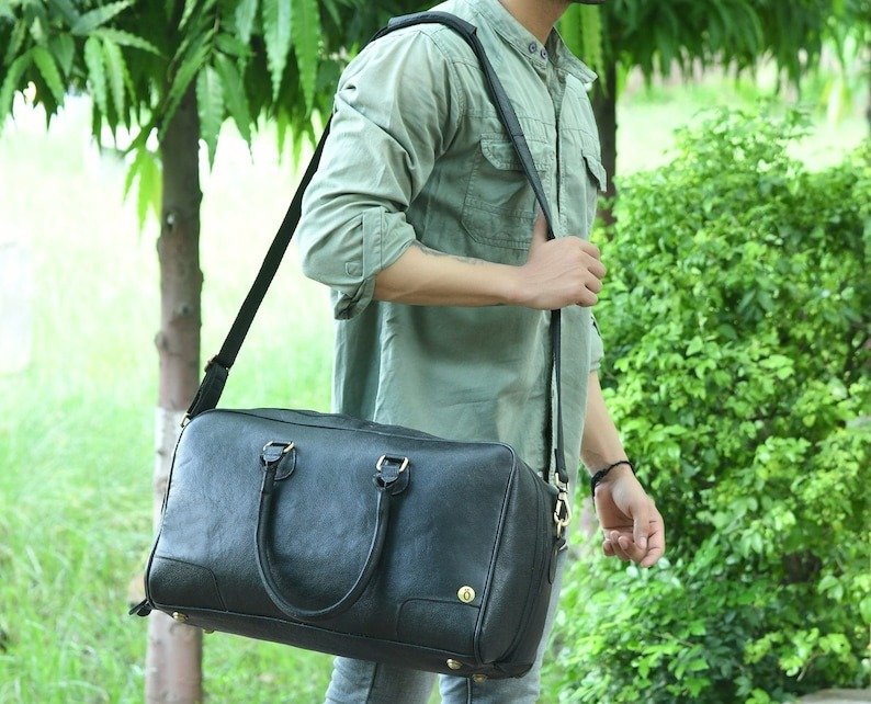 il_794xN.4246712442_kuwo Men's Leather Duffle Bag – Luxury Weekender Travel Bag for Him