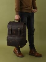 Vintage Leather Backpack - Personalized Distressed Brown Rucksack - Image 3