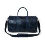 Blue Leather Duffel Bag with Shoe Compartment - Image 3