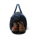 Blue Leather Duffel Bag with Shoe Compartment - Image 5