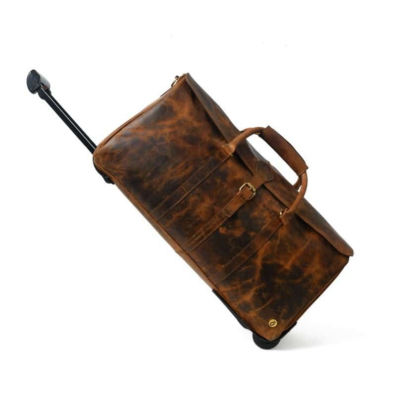 il_794xN.4699043164_rrcj "Personalized Leather Duffle Trolley Bag with Wheels | Handmade Weekender Travel Bag