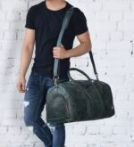 Men's Leather Duffel Bag with Integrated Shoe Compartment - Image 9