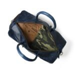 Blue Leather Duffel Bag with Shoe Compartment - Image 7