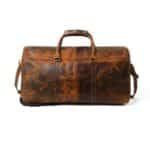 Personalized Leather Duffle Trolley Bag with Wheels | Handmade Weekender Travel Bag - Image 8