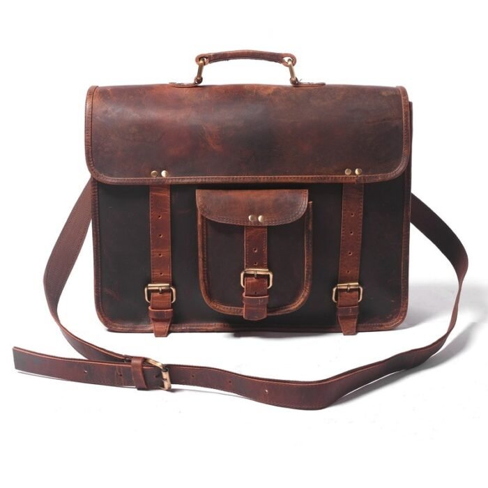 Classic Full Grain Leather Briefcase – Timeless Elegance for Work or Travel - Image 2