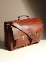 Brown Leather Satchel Messenger Bag for Men – Vintage Leather Laptop Bag - Image 2