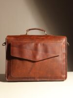 Brown Leather Satchel Messenger Bag for Men – Vintage Leather Laptop Bag - Image 5