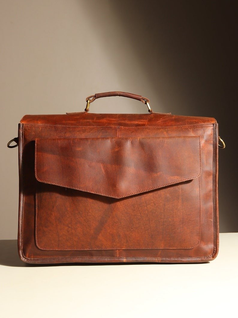 il_794xN.6218308148_j01m Brown Leather Satchel Messenger Bag for Men – Vintage Leather Laptop Bag - Image 5