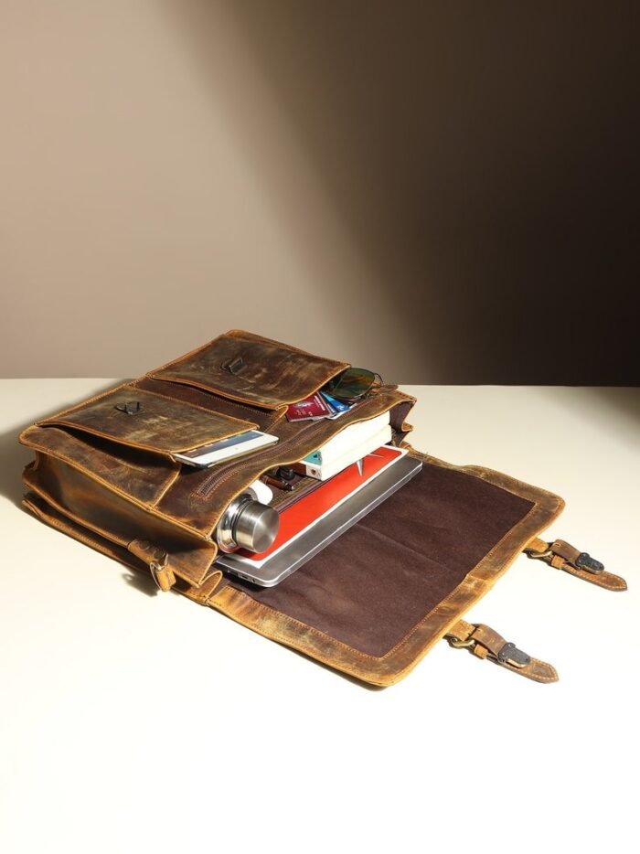 Myers Personalized Vintage Leather Messenger Bag & Briefcase for Men Limited Edition - Image 5